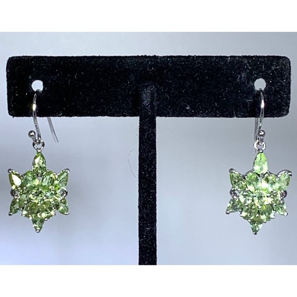 Stauer Pierced Earrings Hanging 925 Silver Green Amethyst Vintage Signed - Picture 1 of 4